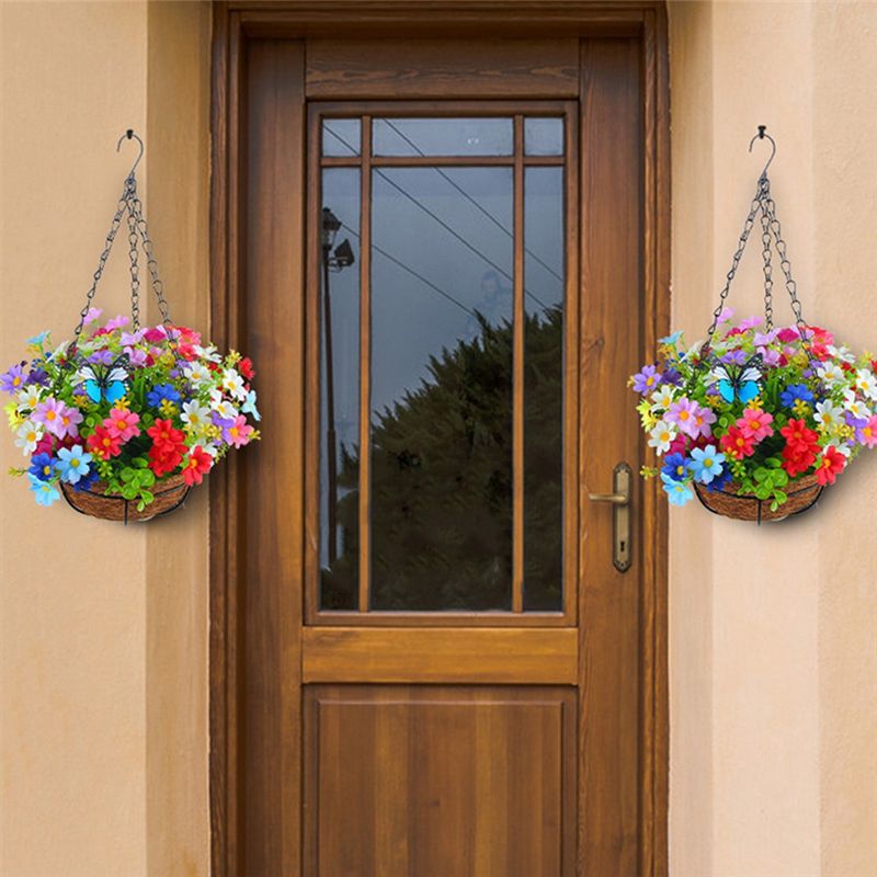 Gardening Tools Yellow - Искусственные подвесные цветы в корзине для