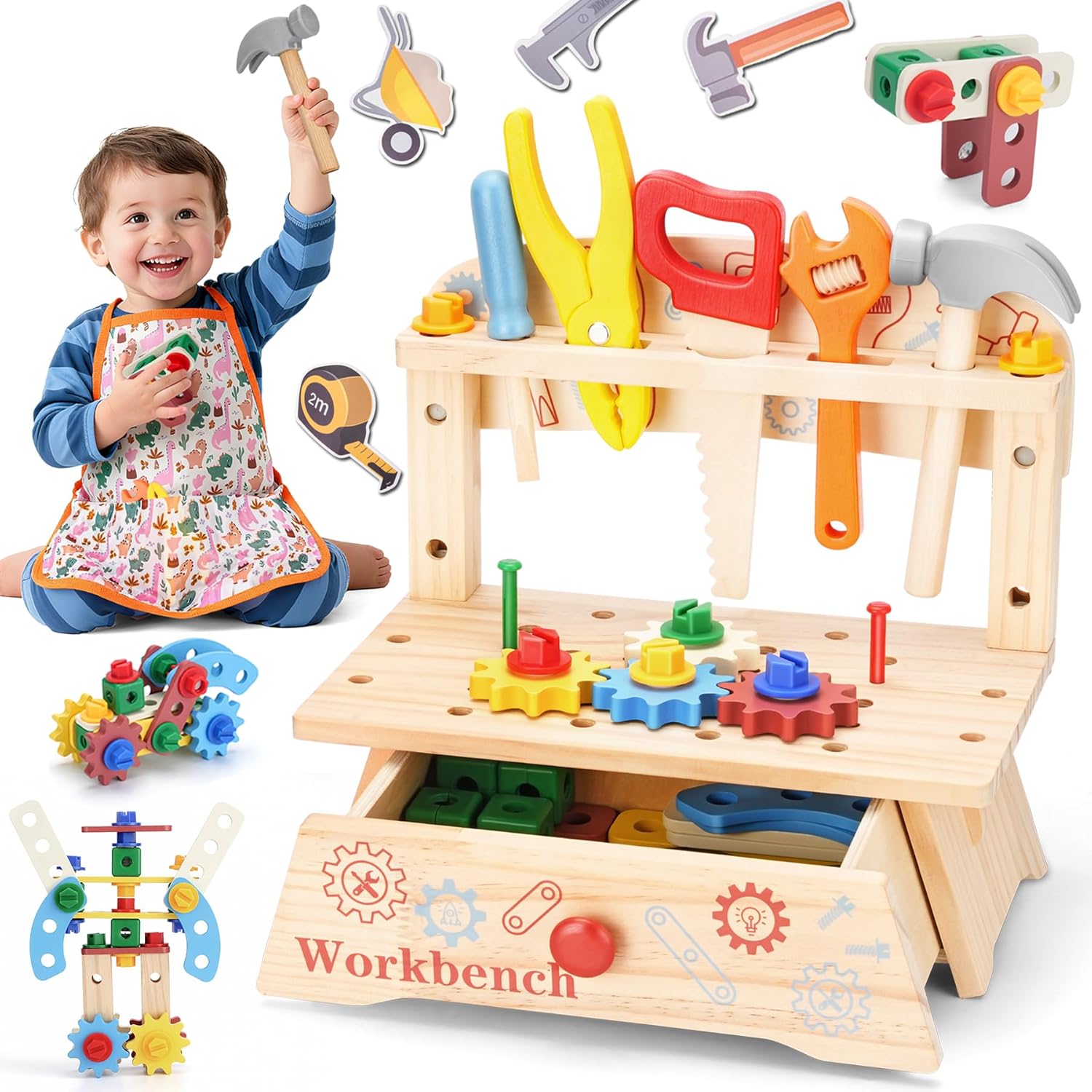 Gardening Tools Toys - Деревянная скамейка для инструментов для детей,