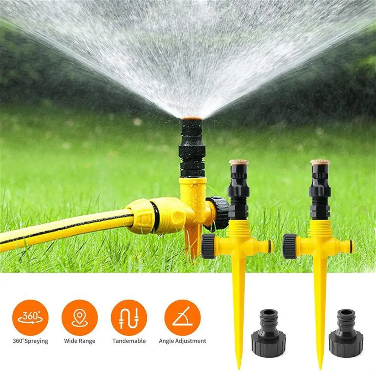Gardening Tools Yellow - Садовый разбрызгиватель AT16 360 ° Вращающаяся