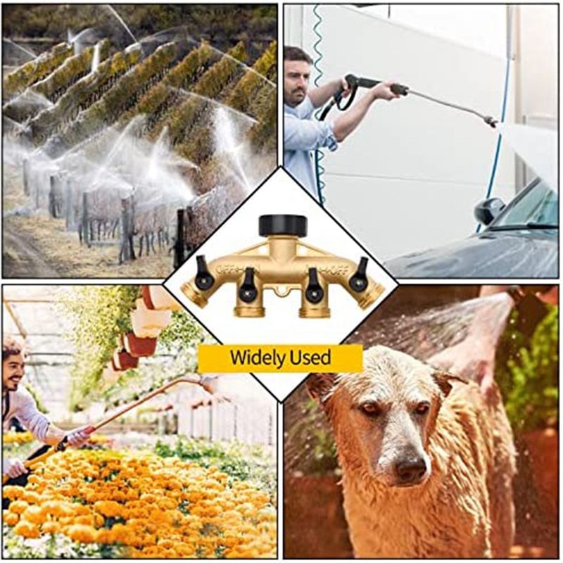 Gardening Tools Yellow - ABNQ 4-ходовой латунный разветвитель для шланга,